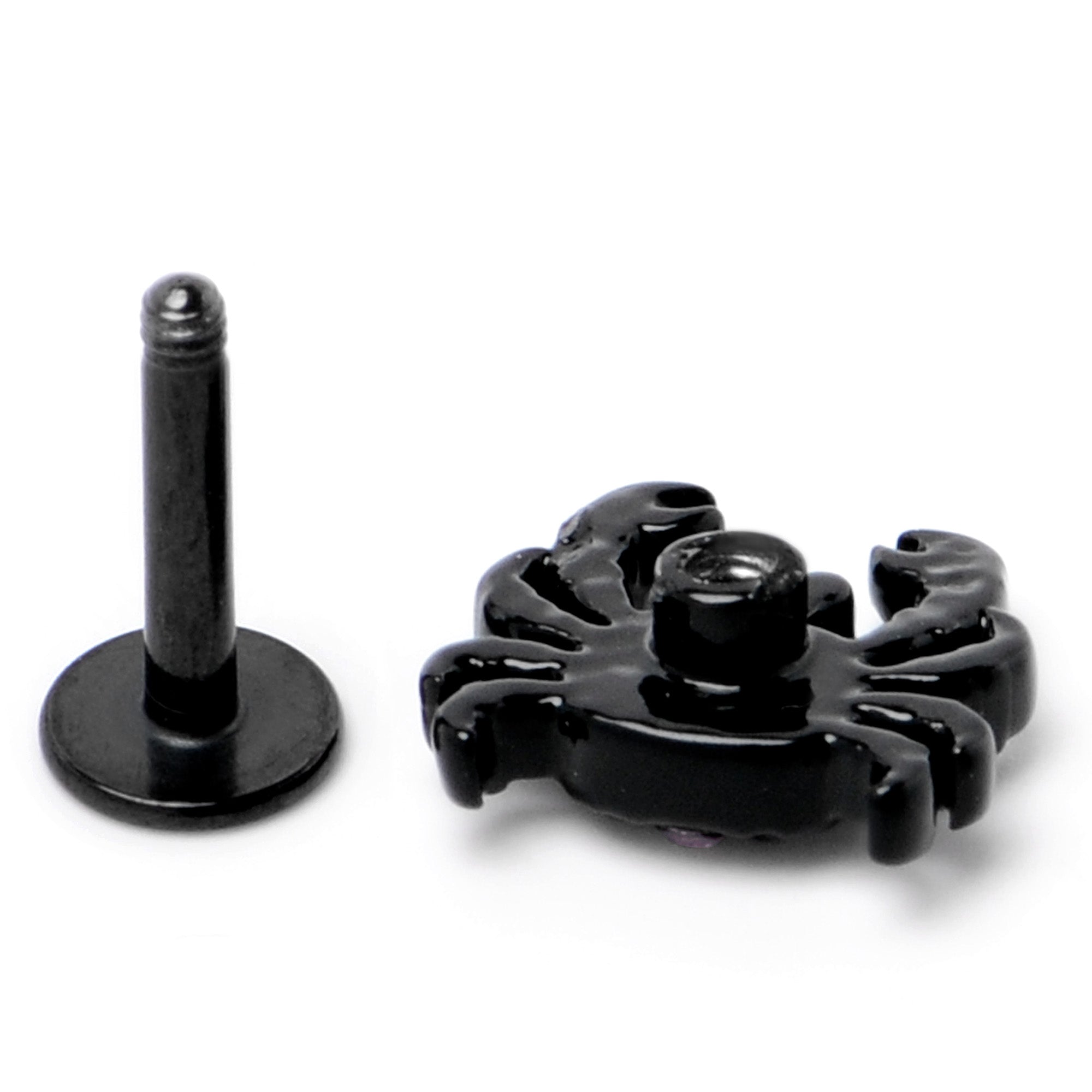 BodyCandy 16G 1/4 Purple Gem Black Chic Crab Labret — alternative angle