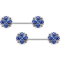 BodyCandy 14G 9/16 Clear Blue Gem Embellished Cross Barbell Nipple Ring Set — main product shot