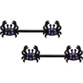 BodyCandy 14G 9/16 Purple Gem Black Chic Crab Barbell Nipple Ring Set — main product shot