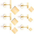 BodyCandy 3mm-8mm Square Stud Gold Tone 316L Stainless Steel Earrings 6 Pack — main product shot