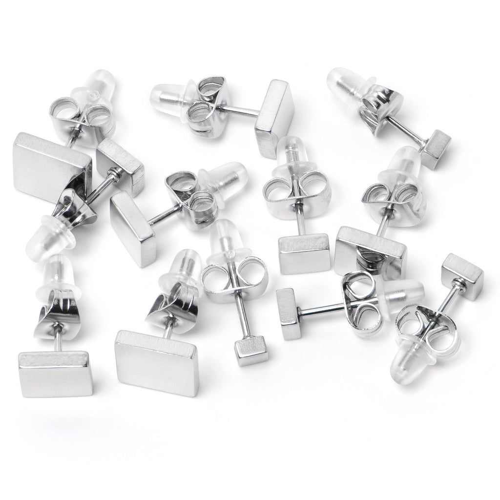 BodyCandy 3mm-8mm Square Stud 316L Stainless Steel Earrings 6 Pack — detail close-up