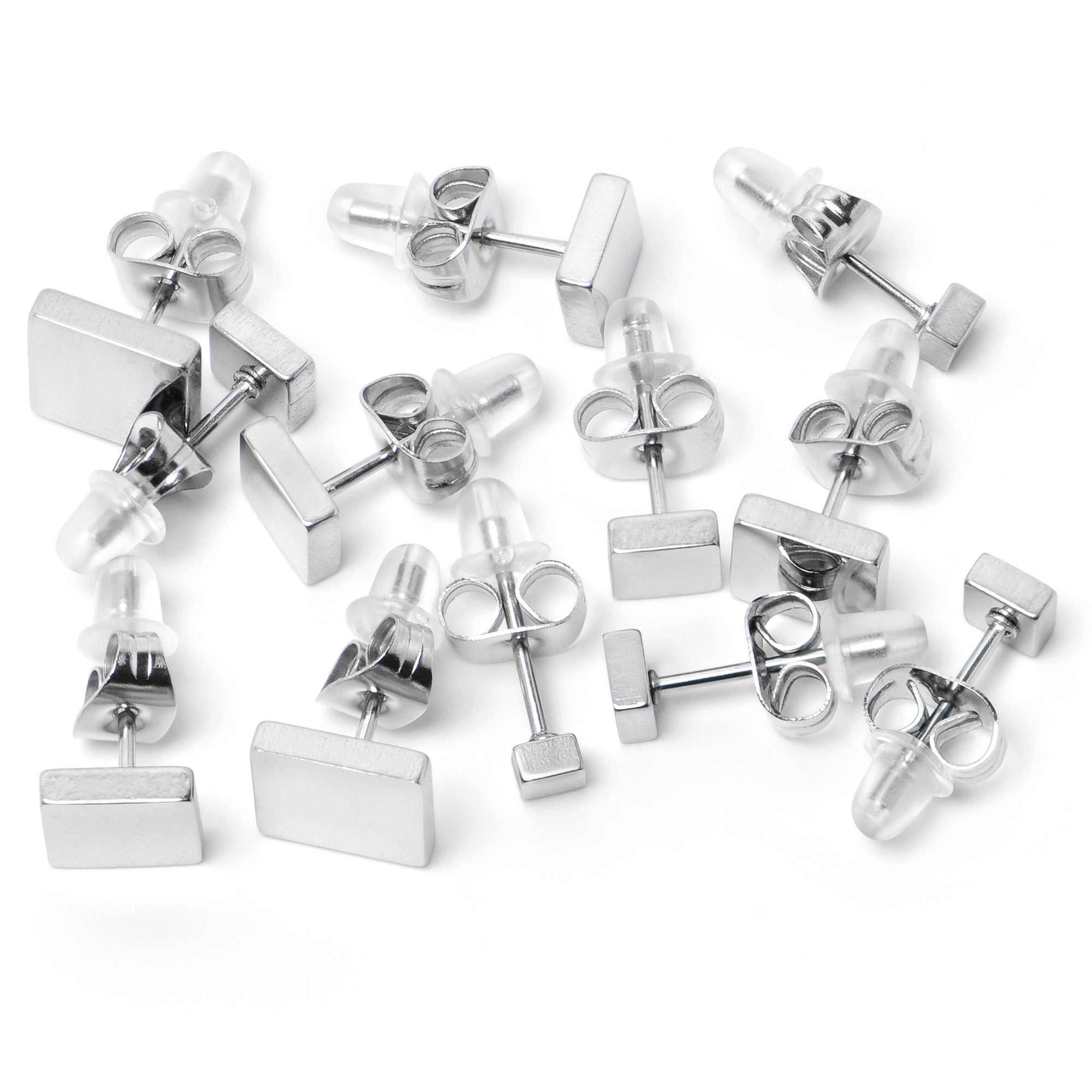 BodyCandy 3mm-8mm Square Stud 316L Stainless Steel Earrings 6 Pack — detail close-up