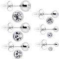 BodyCandy Clear Gem 3mm to 8mm Ball End Stud Earrings Set of 6 — main product shot