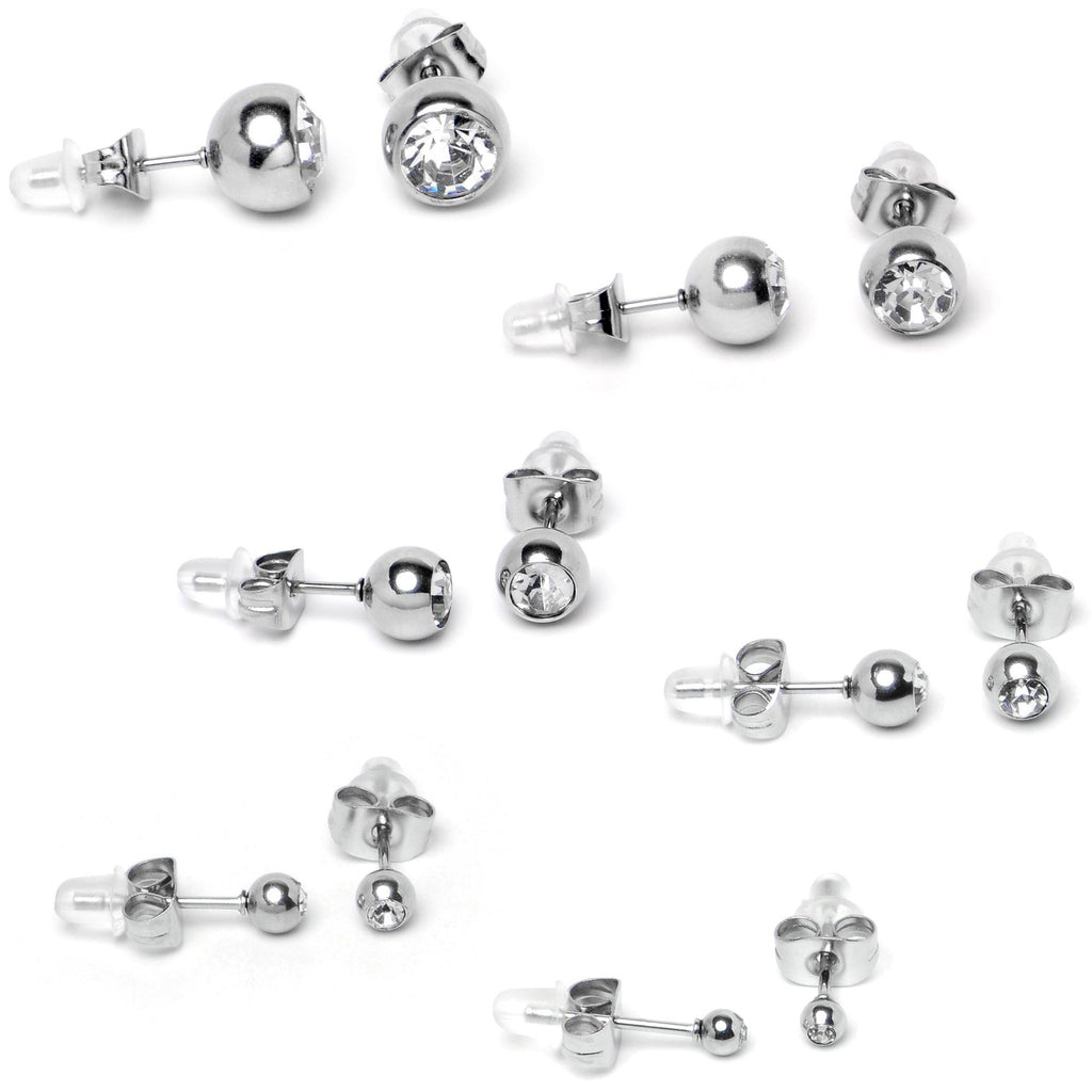 BodyCandy Clear Gem 3mm to 8mm Ball End Stud Earrings Set of 6 — alternative angle
