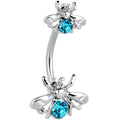 BodyCandy Blue Gem Bees Beautiful Insect Double Mount Belly Ring — main product shot