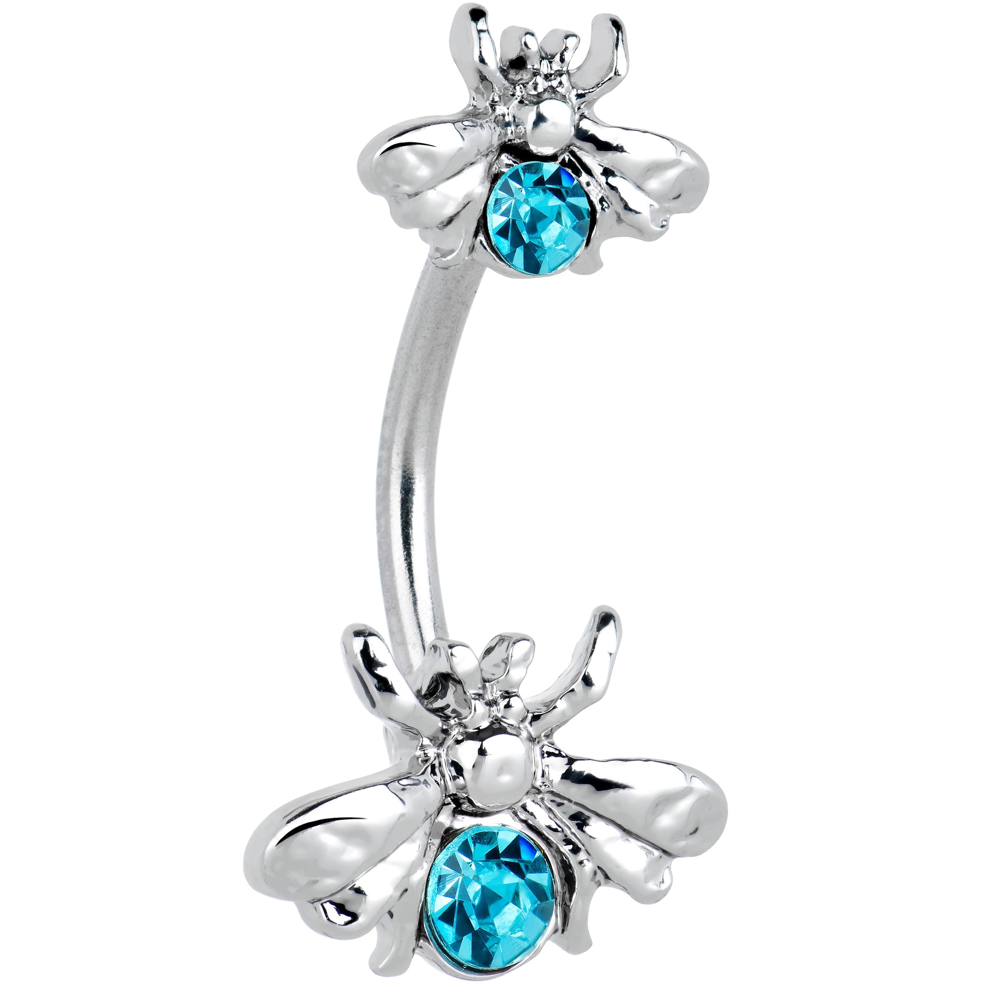 BodyCandy Blue Gem Bees Beautiful Insect Double Mount Belly Ring — main product shot