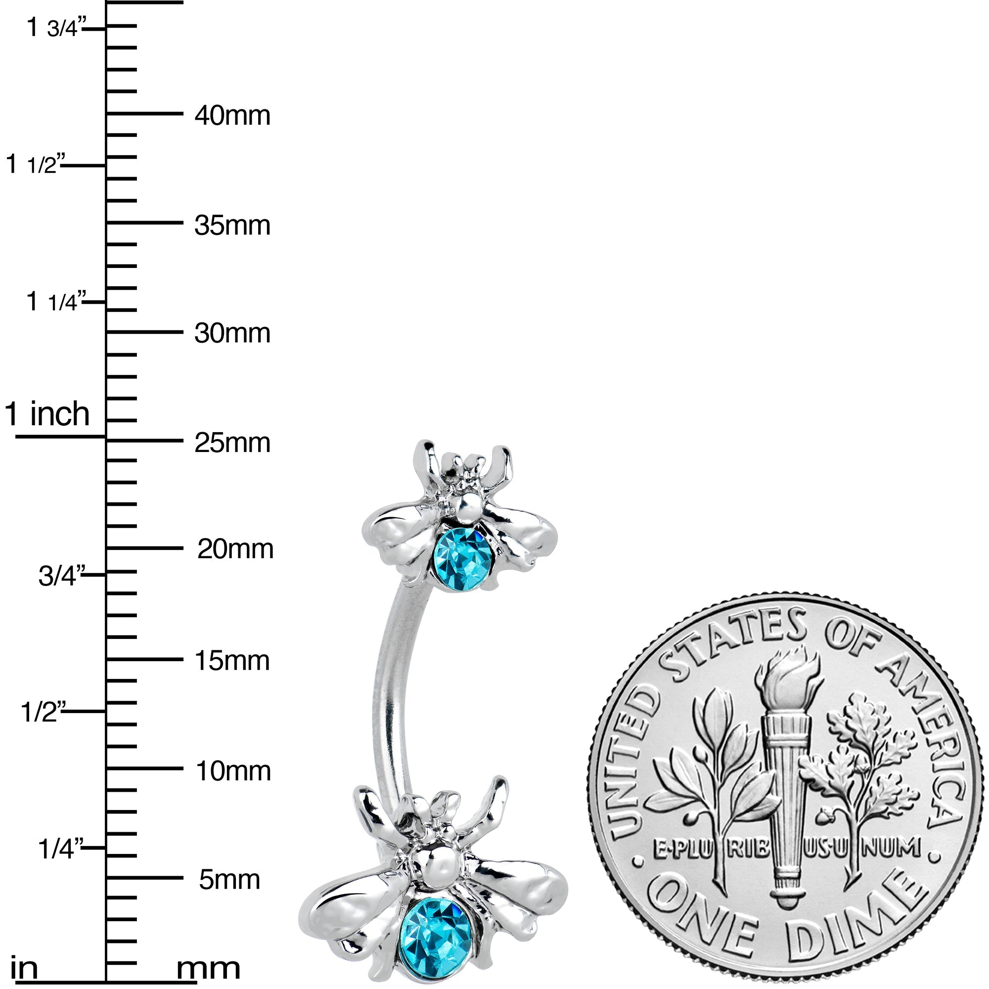 BodyCandy Blue Gem Bees Beautiful Insect Double Mount Belly Ring — lifestyle context