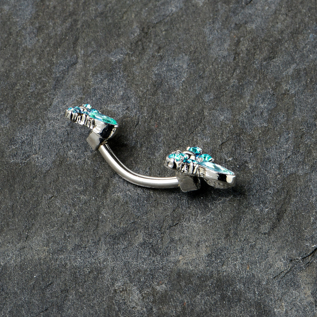 BodyCandy Blue Gem Bees Beautiful Insect Double Mount Belly Ring — in-use photo