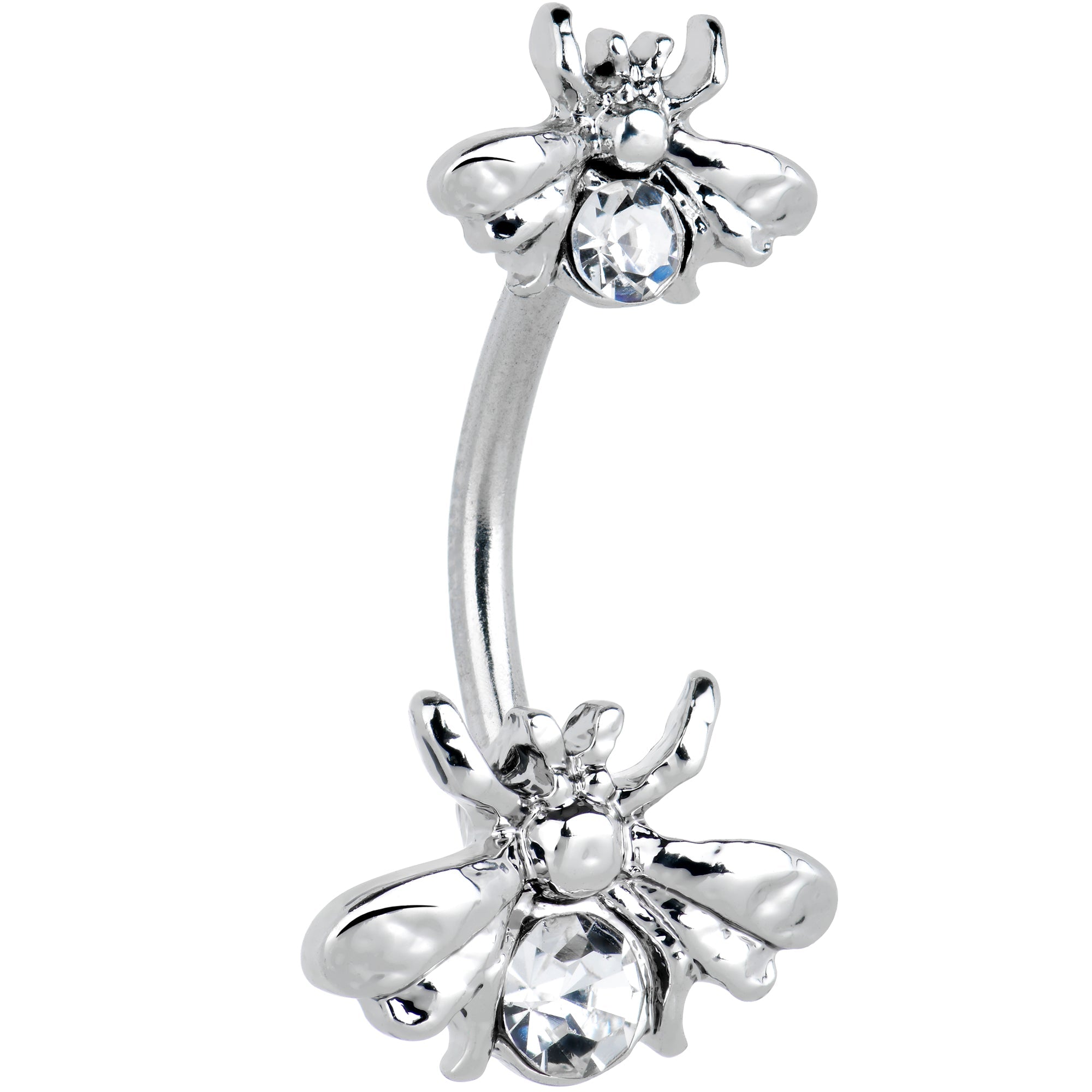 BodyCandy Clear Gem Bees Beautiful Insect Double Mount Belly Ring — main product shot