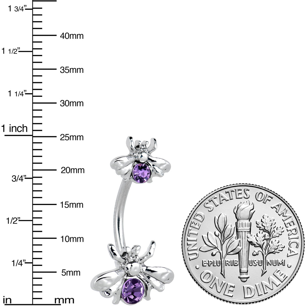 BodyCandy Purple Gem Bees Beautiful Insect Double Mount Belly Ring — lifestyle context
