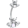 BodyCandy White Opalescent Bees Beautiful Insect Double Mount Belly Ring — main product shot