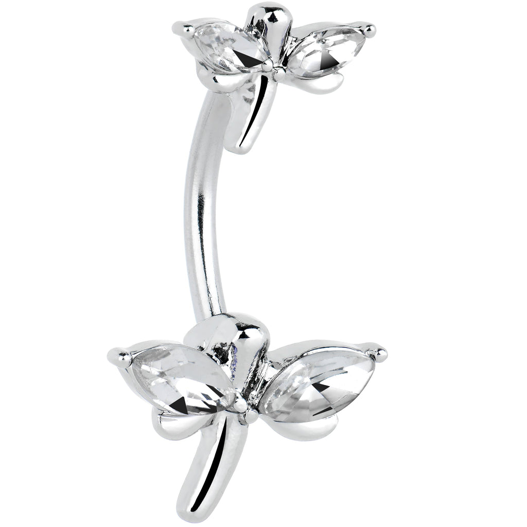 BodyCandy Clear Gem Simple Stylized Dragonfly Double Mount Belly Ring — main product shot