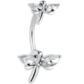 BodyCandy Clear Gem Simple Stylized Dragonfly Double Mount Belly Ring — main product shot