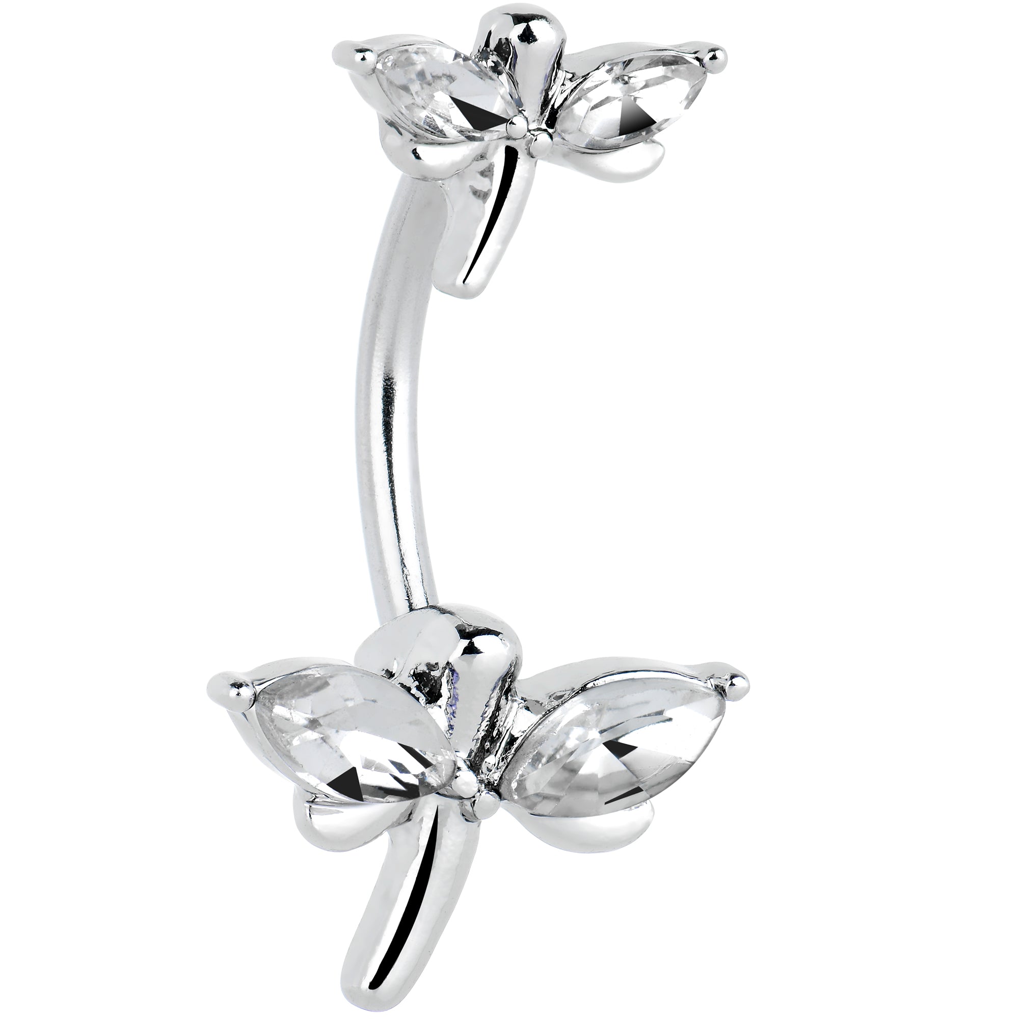 BodyCandy Clear Gem Simple Stylized Dragonfly Double Mount Belly Ring — main product shot