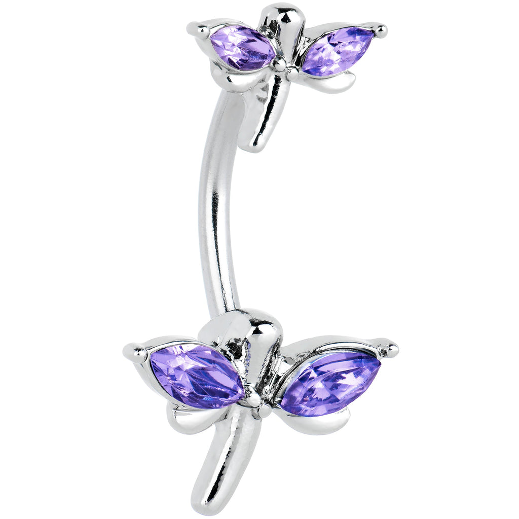 BodyCandy Purple Gem Simple Stylized Dragonfly Double Mount Belly Ring — main product shot