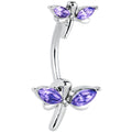 BodyCandy Purple Gem Simple Stylized Dragonfly Double Mount Belly Ring — main product shot