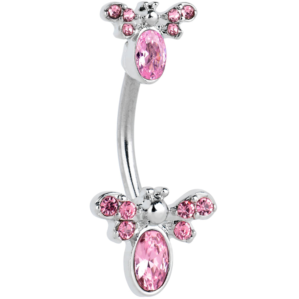 BodyCandy Pink Gem Fanciful Butterfly Double Mount Belly Ring — main product shot