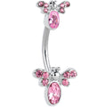 BodyCandy Pink Gem Fanciful Butterfly Double Mount Belly Ring — main product shot