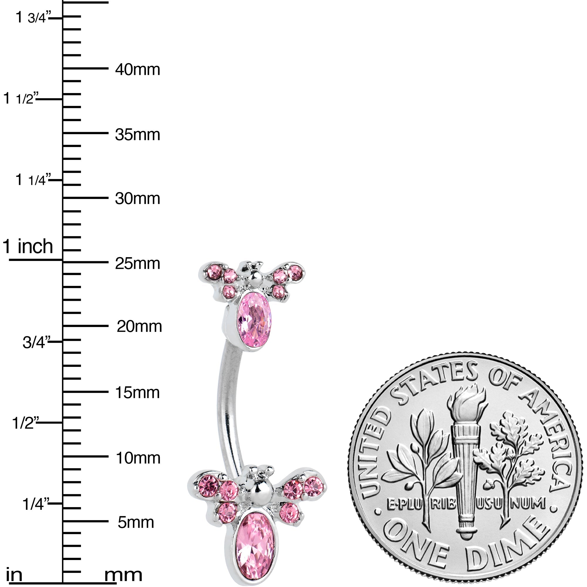 BodyCandy Pink Gem Fanciful Butterfly Double Mount Belly Ring — lifestyle context