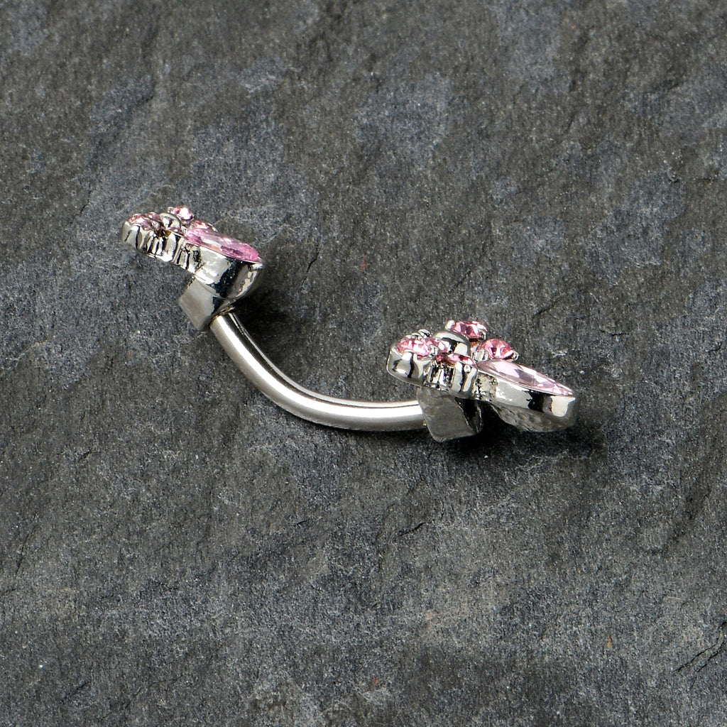 BodyCandy Pink Gem Fanciful Butterfly Double Mount Belly Ring — alternative angle
