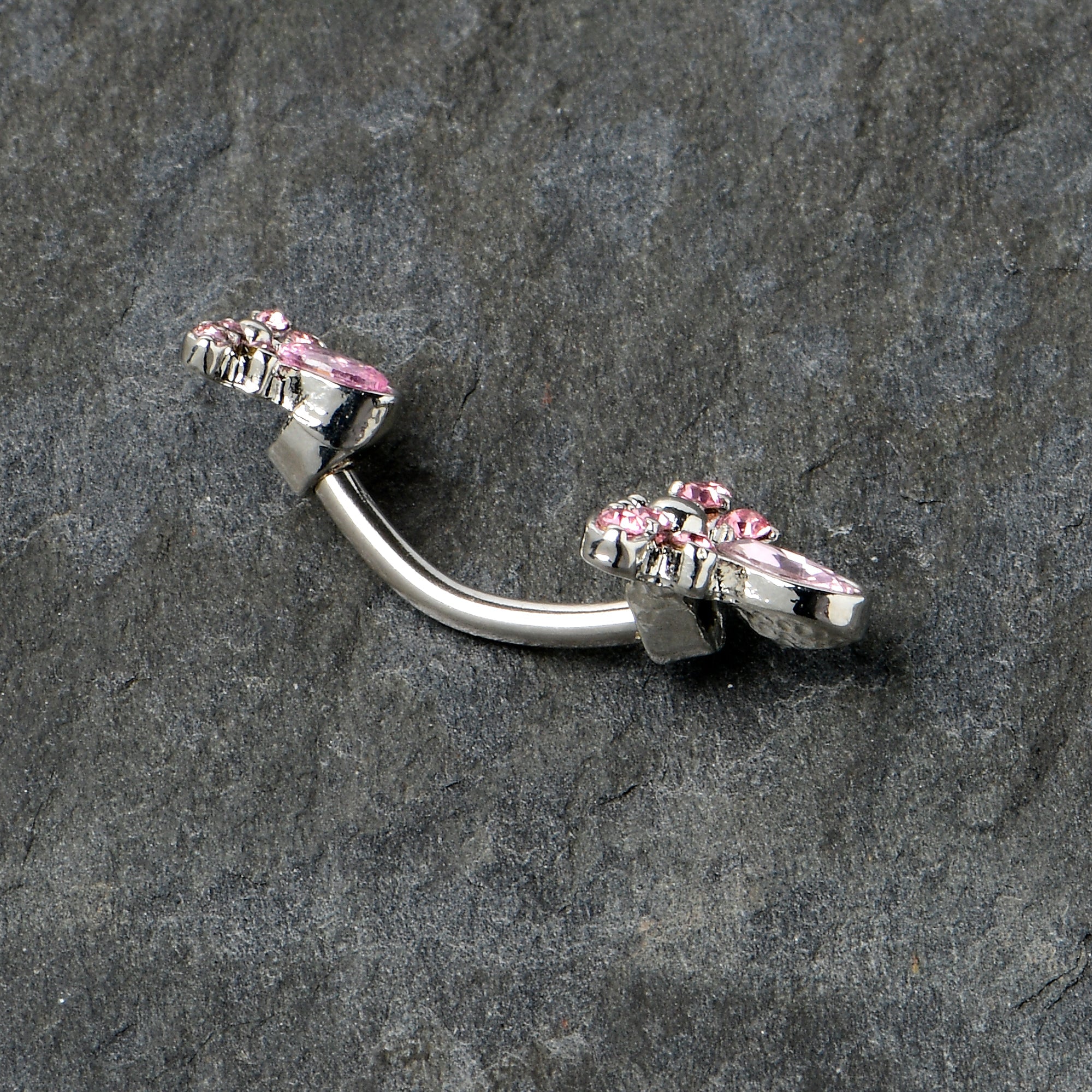 BodyCandy Pink Gem Fanciful Butterfly Double Mount Belly Ring — alternative angle