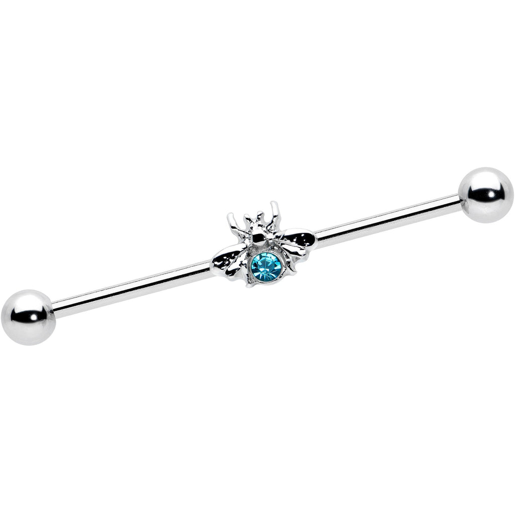 BodyCandy 14G Blue Gem Bee Beautiful Insect Industrial Barbell 38mm — main product shot
