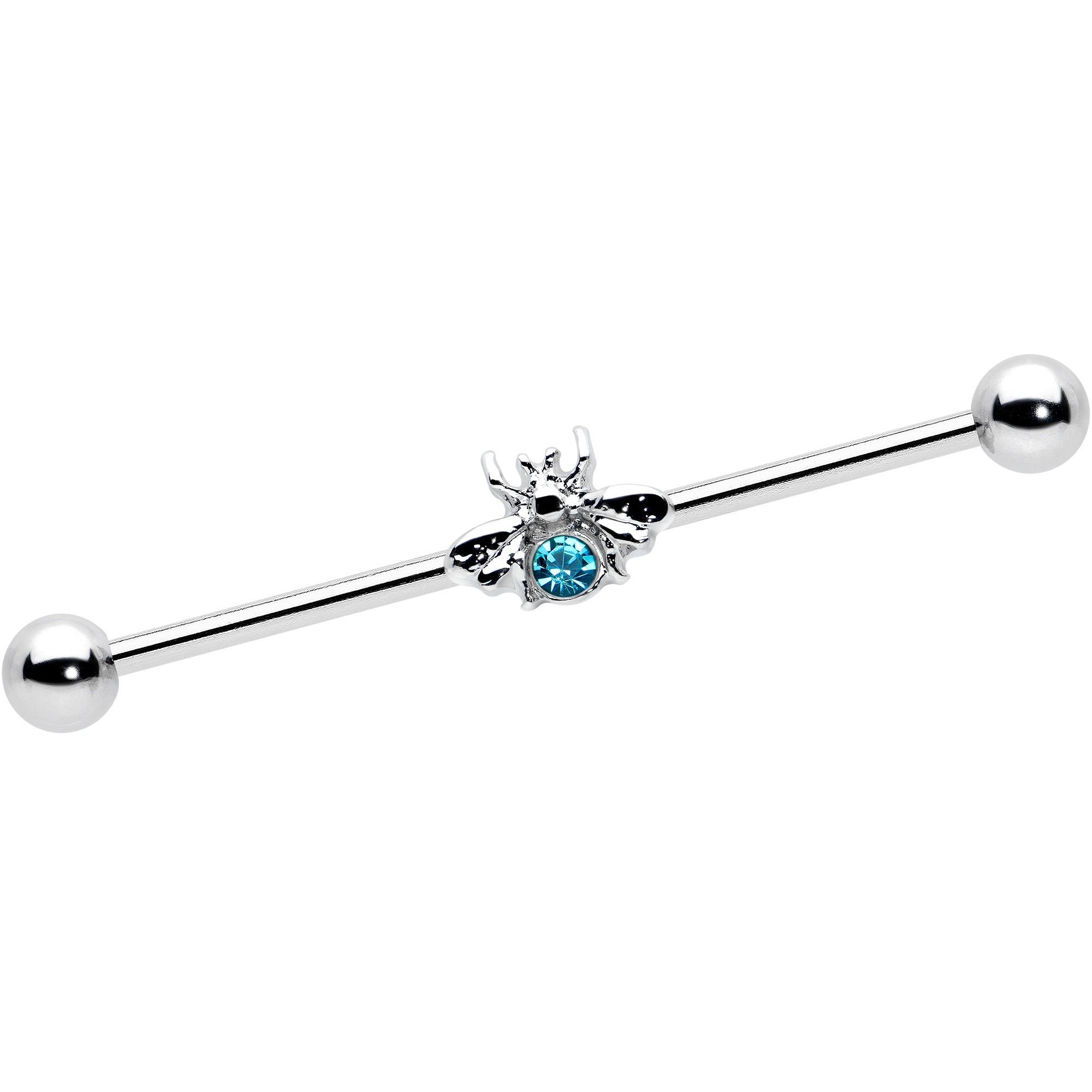 BodyCandy 14G Blue Gem Bee Beautiful Insect Industrial Barbell 38mm — main product shot