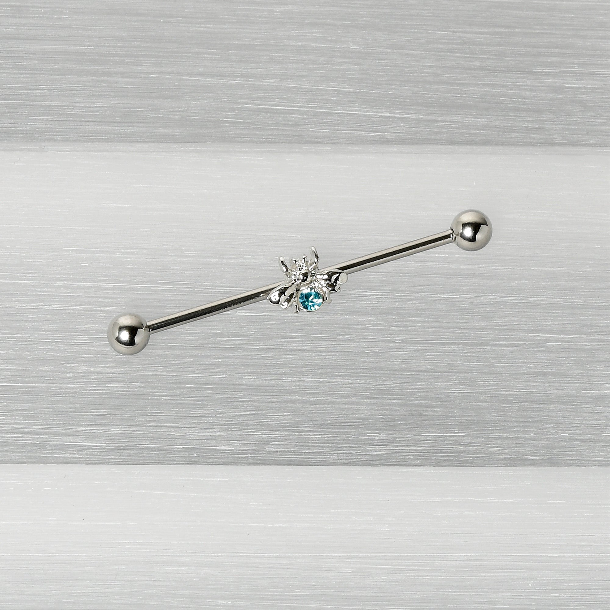BodyCandy 14G Blue Gem Bee Beautiful Insect Industrial Barbell 38mm — back view