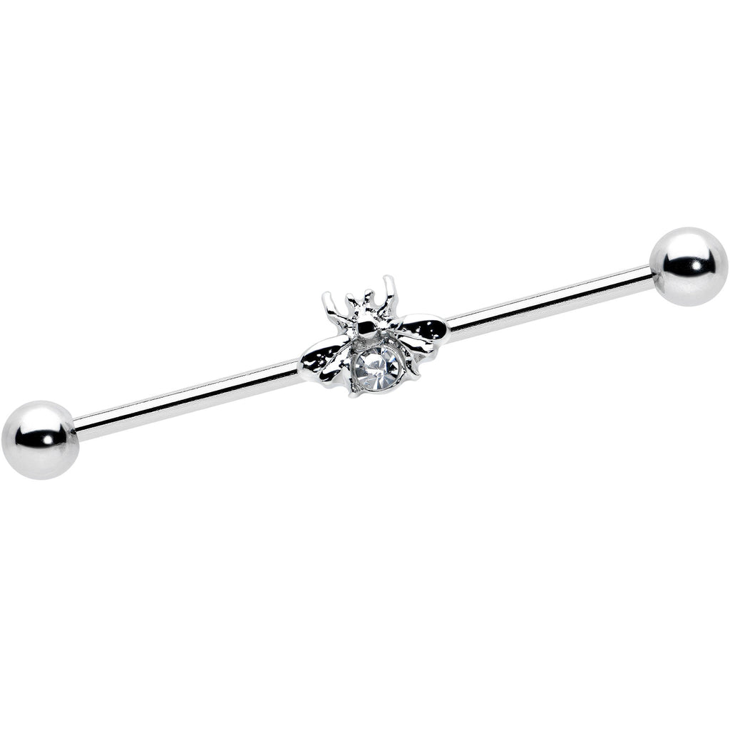 BodyCandy 14G Clear Gem Bee Beautiful Insect Industrial Barbell 38mm — main product shot