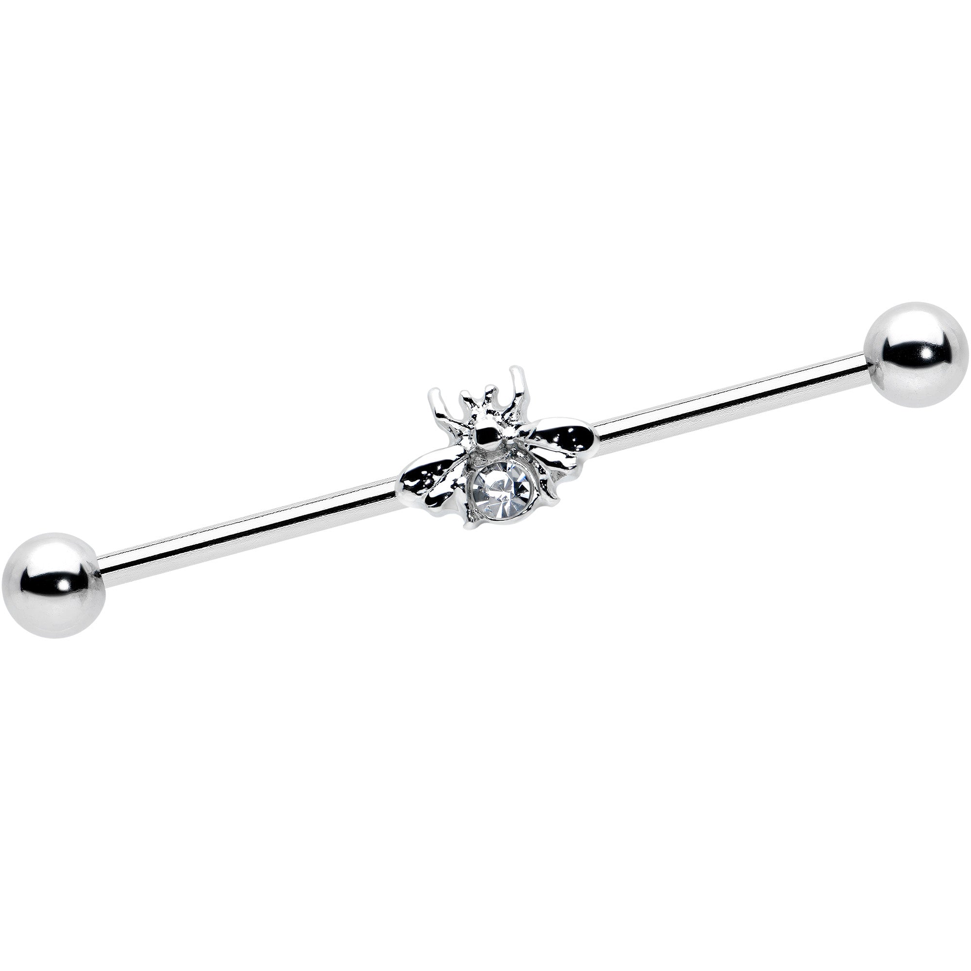 BodyCandy 14G Clear Gem Bee Beautiful Insect Industrial Barbell 38mm — main product shot