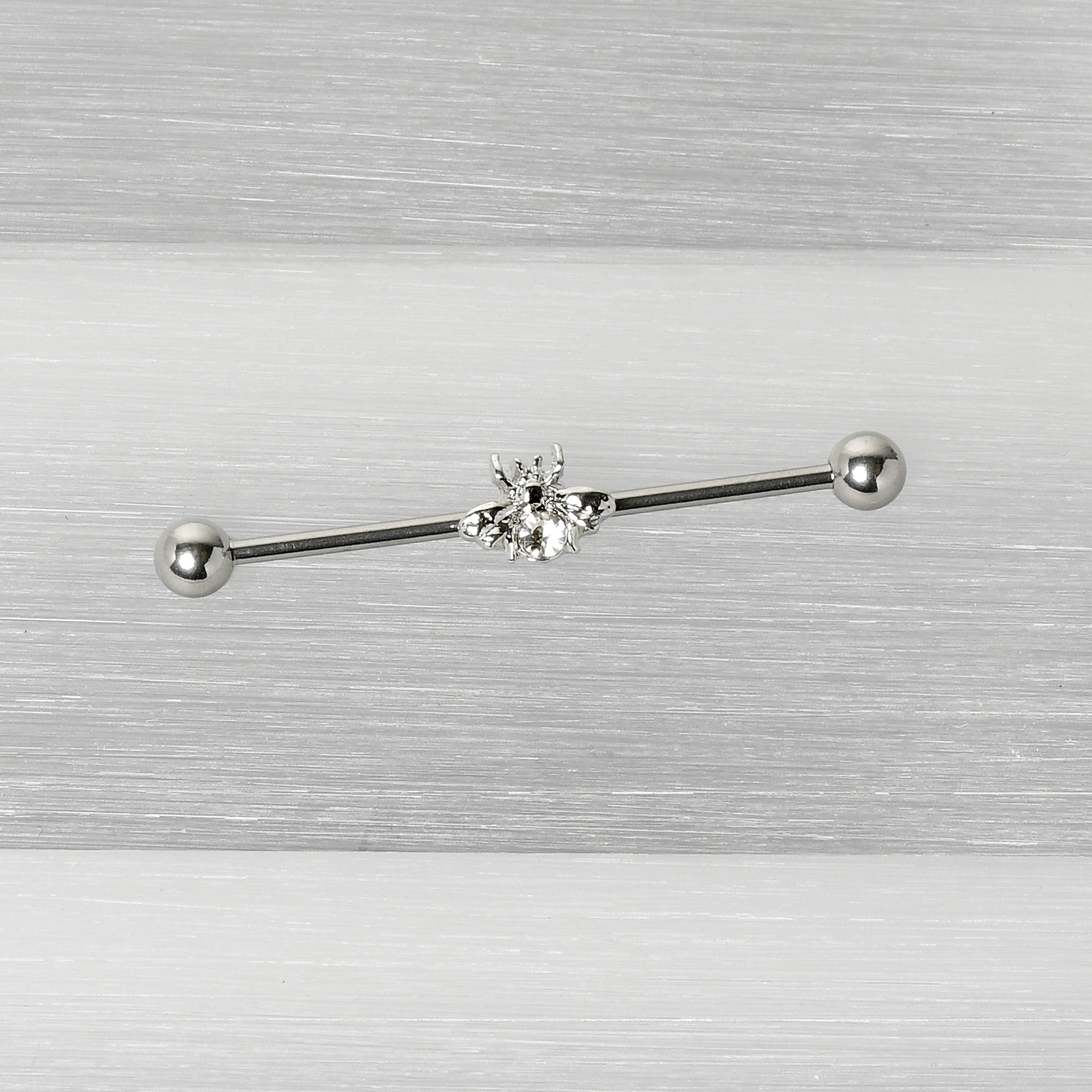 BodyCandy 14G Clear Gem Bee Beautiful Insect Industrial Barbell 38mm — back view