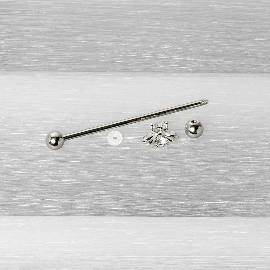 BodyCandy 14G Clear Gem Bee Beautiful Insect Industrial Barbell 38mm — alternative angle