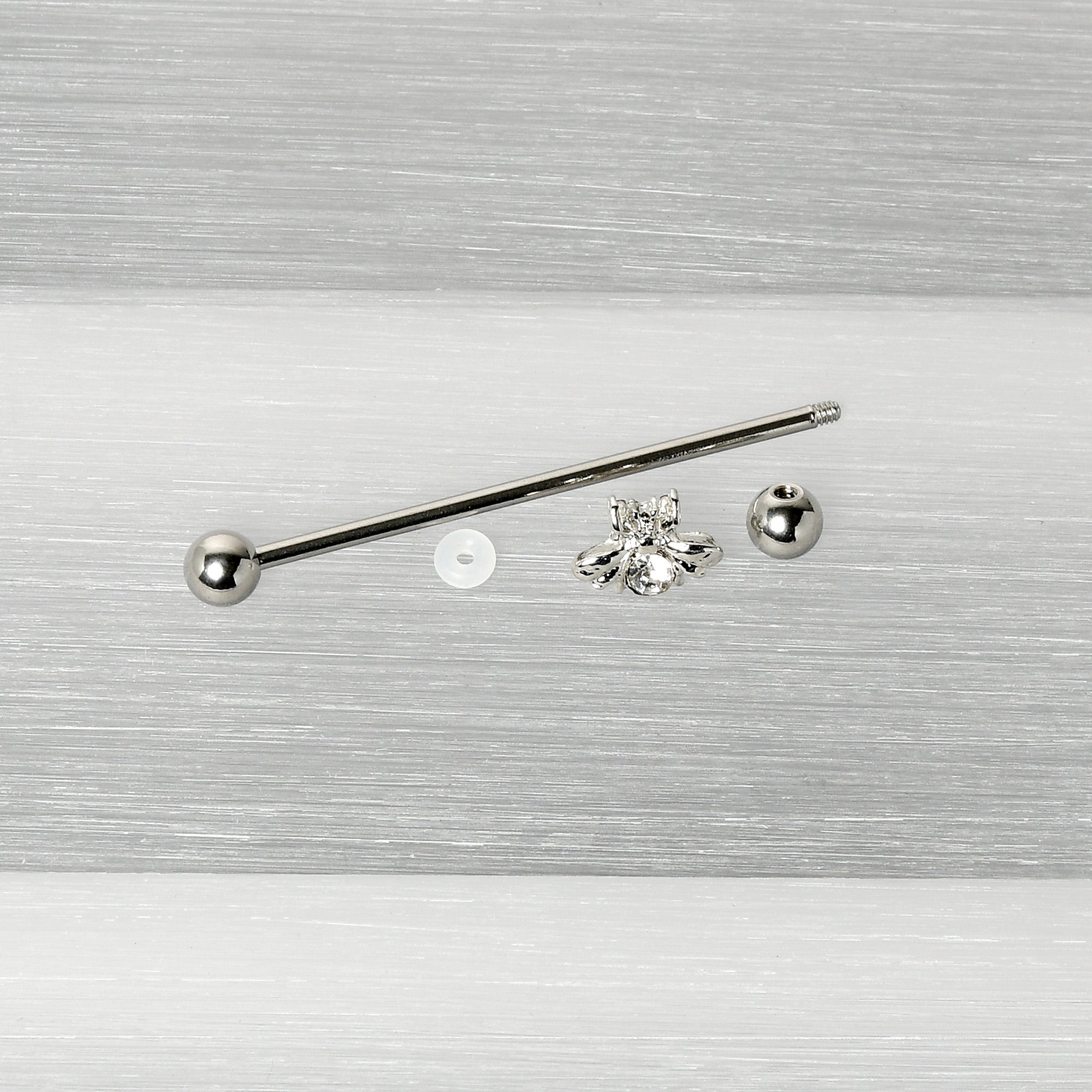 BodyCandy 14G Clear Gem Bee Beautiful Insect Industrial Barbell 38mm — alternative angle