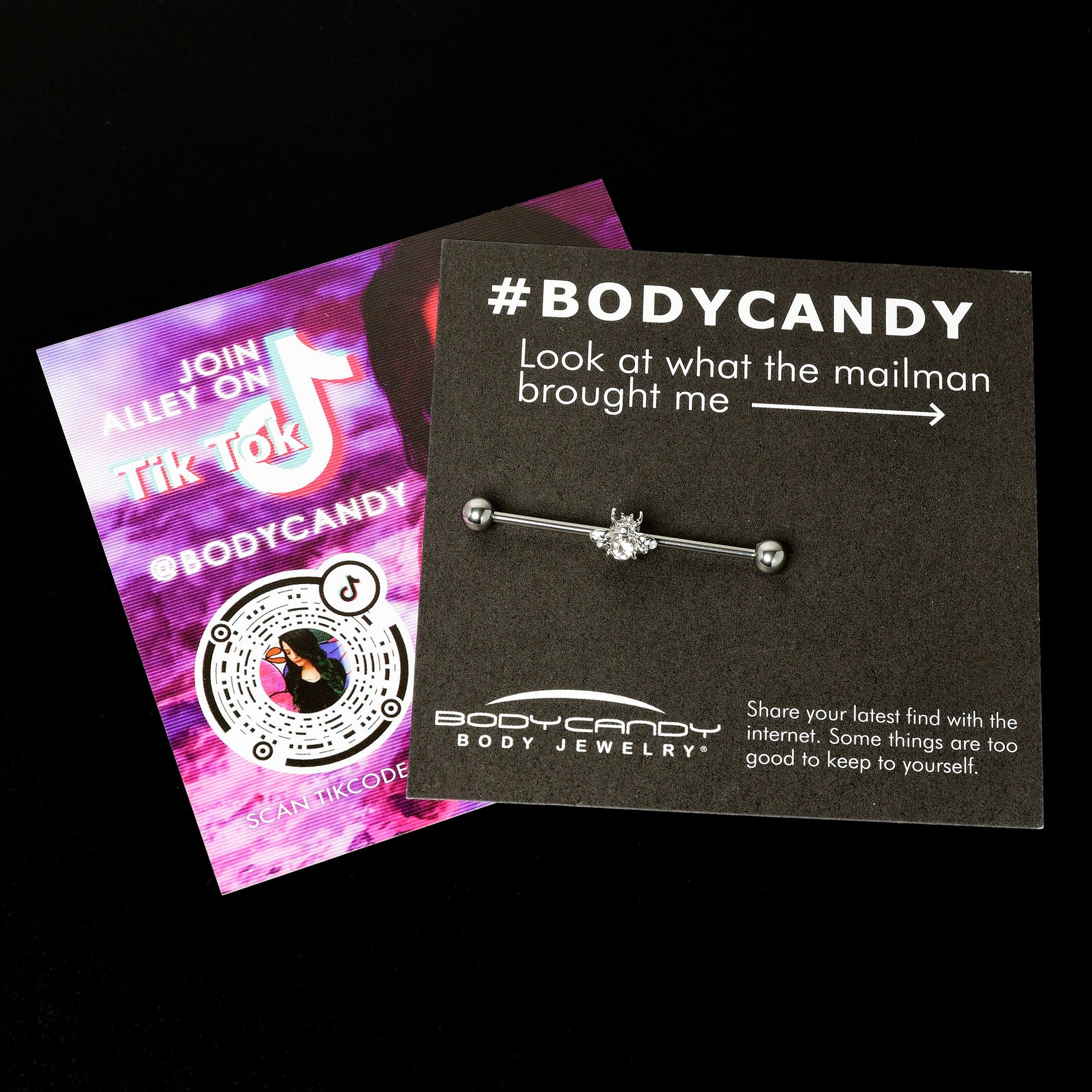 BodyCandy 14G Clear Gem Bee Beautiful Insect Industrial Barbell 38mm — size reference