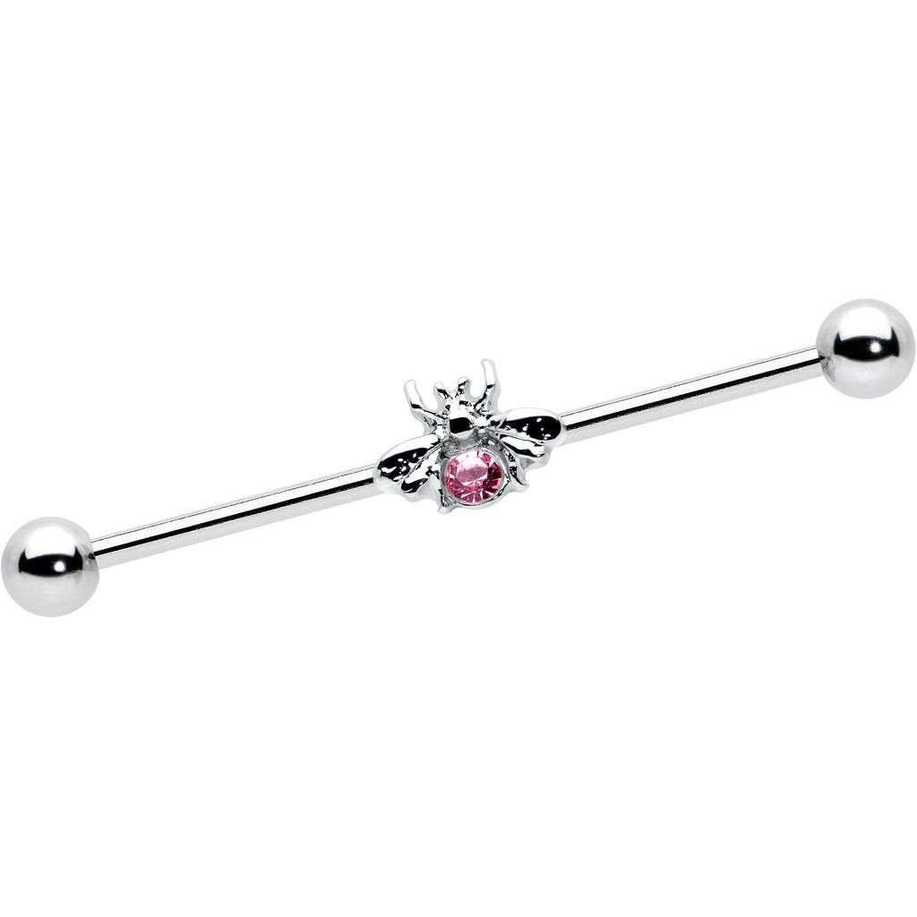 BodyCandy 14G Pink Gem Bee Beautiful Insect Industrial Barbell 38mm — main product shot