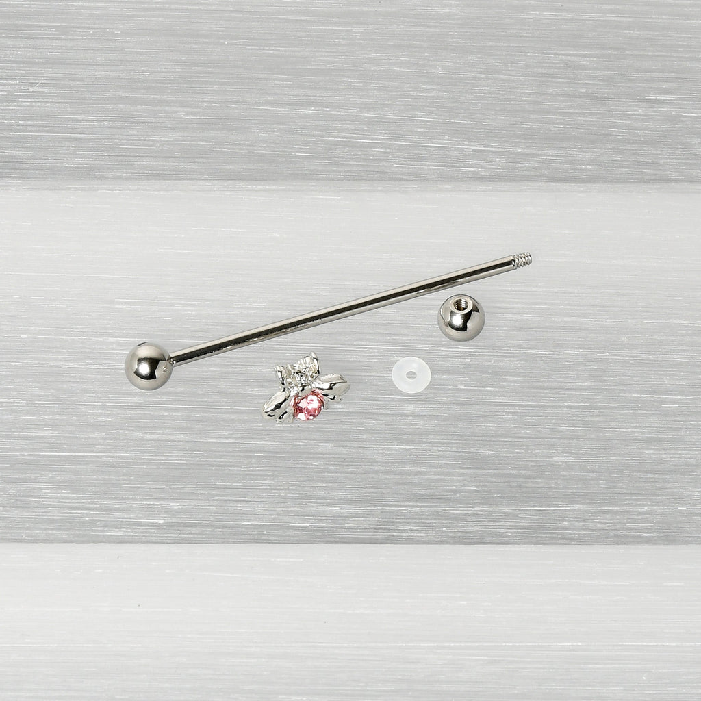BodyCandy 14G Pink Gem Bee Beautiful Insect Industrial Barbell 38mm — alternative angle