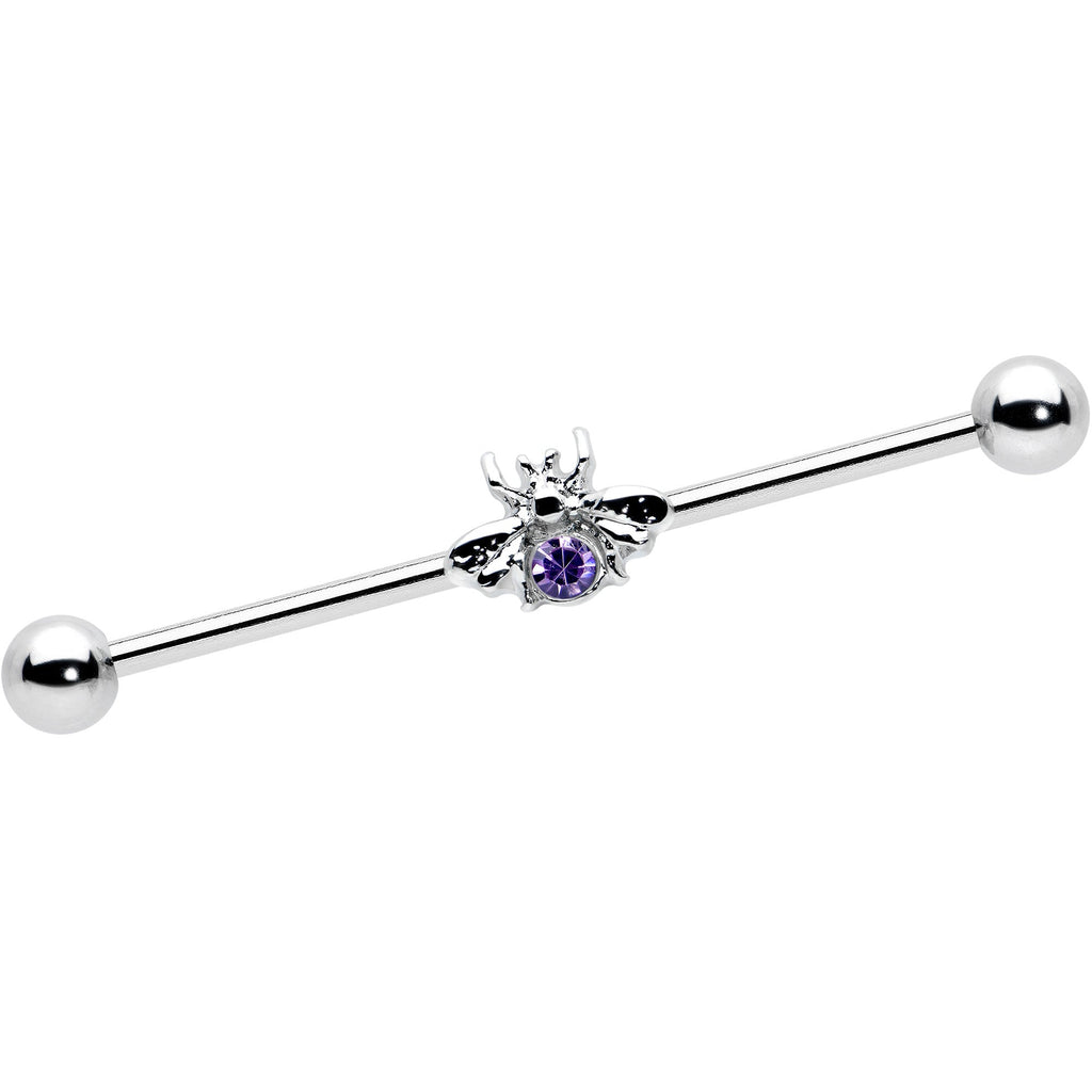 BodyCandy 14G Purple Gem Bee Beautiful Insect Industrial Barbell 38mm — main product shot
