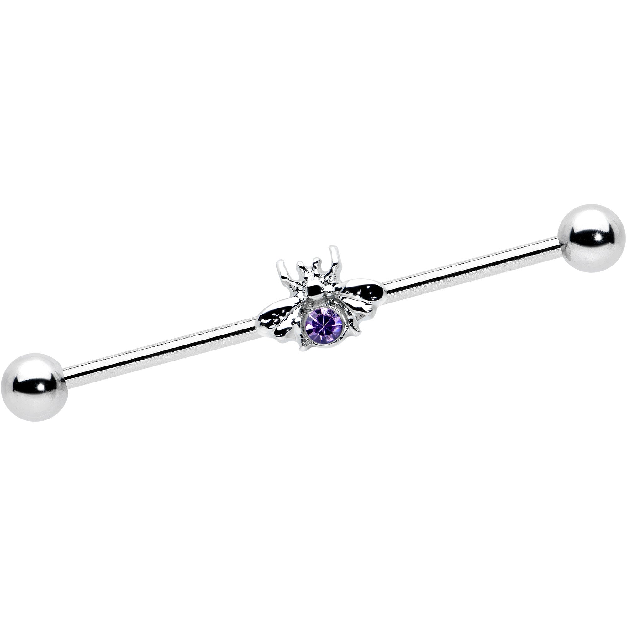 BodyCandy 14G Purple Gem Bee Beautiful Insect Industrial Barbell 38mm — main product shot