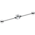 BodyCandy 14G White Faux Opal Bee Beautiful Insect Industrial Barbell 38mm — main product shot