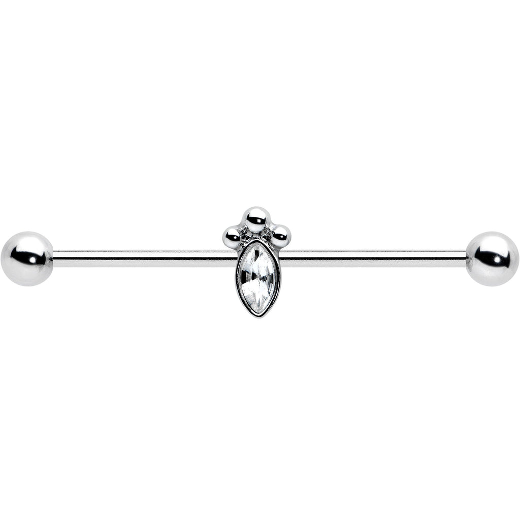 BodyCandy 14G Gem Deco Oval Industrial Barbell 38mm — side view