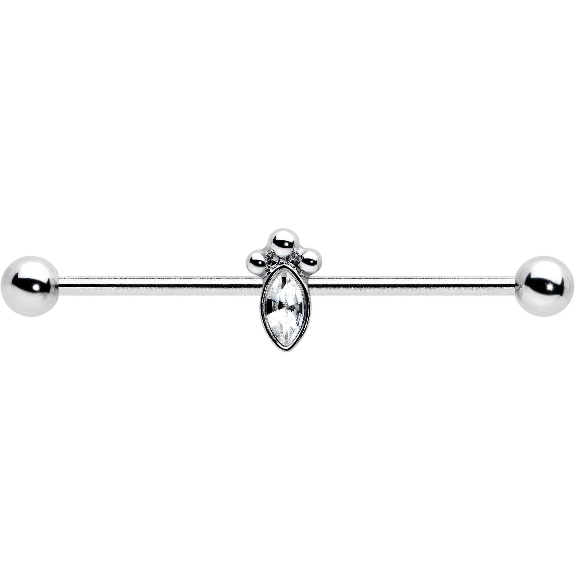 BodyCandy 14G Gem Deco Oval Industrial Barbell 38mm — side view