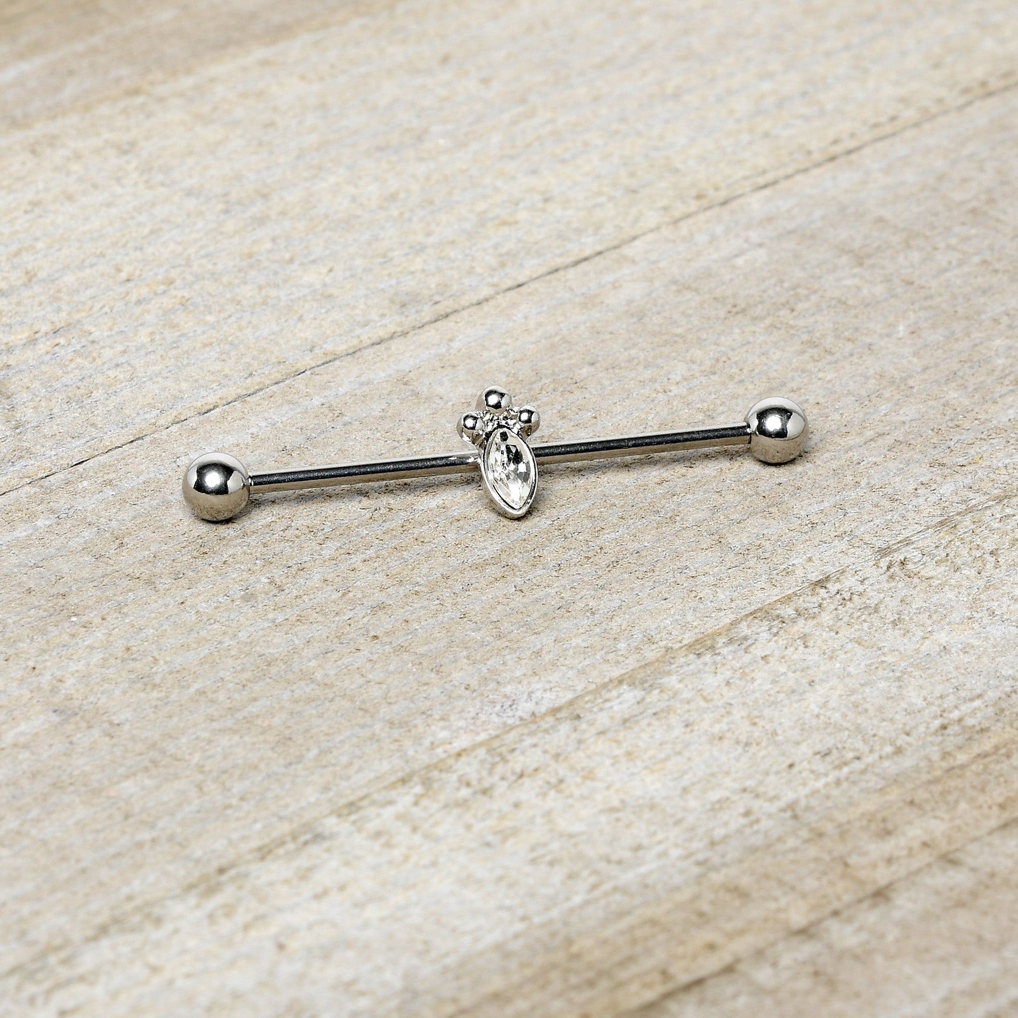 BodyCandy 14G Gem Deco Oval Industrial Barbell 38mm — alternative angle