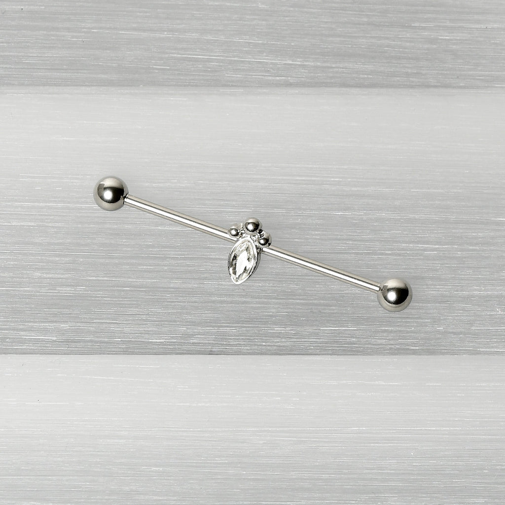 BodyCandy 14G Gem Deco Oval Industrial Barbell 38mm — in-use photo