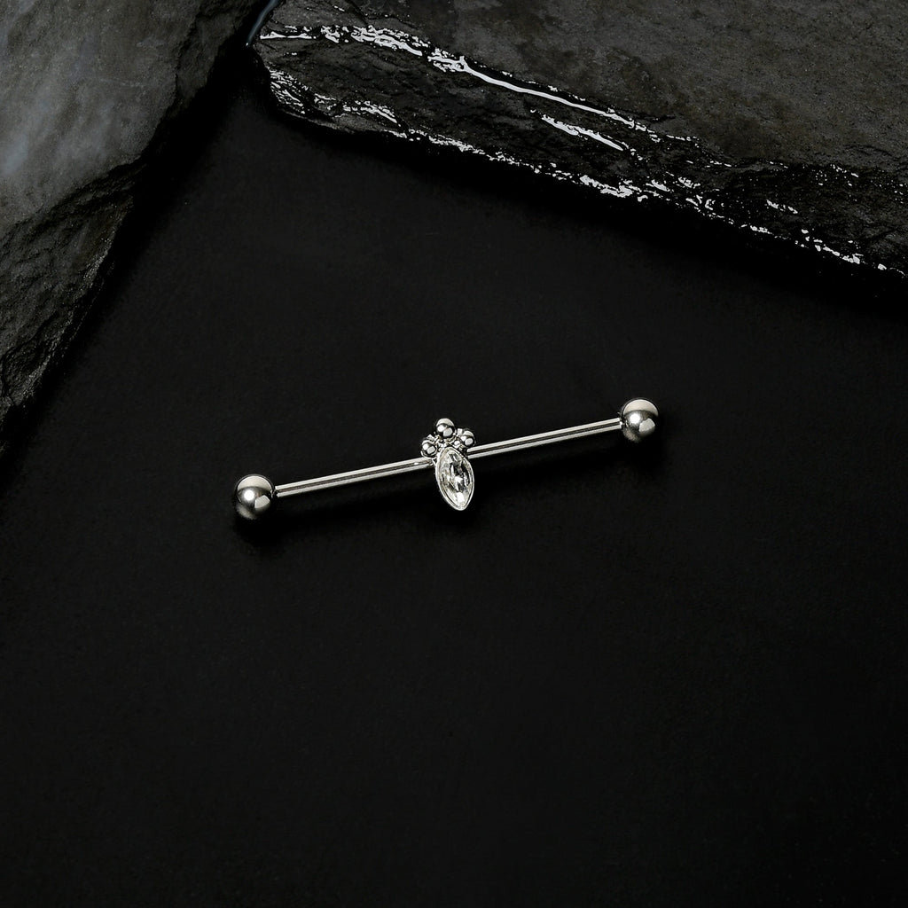 BodyCandy 14G Gem Deco Oval Industrial Barbell 38mm — size reference