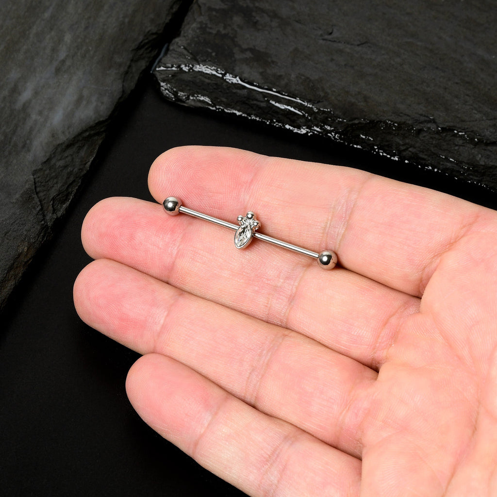 BodyCandy 14G Gem Deco Oval Industrial Barbell 38mm — color detail