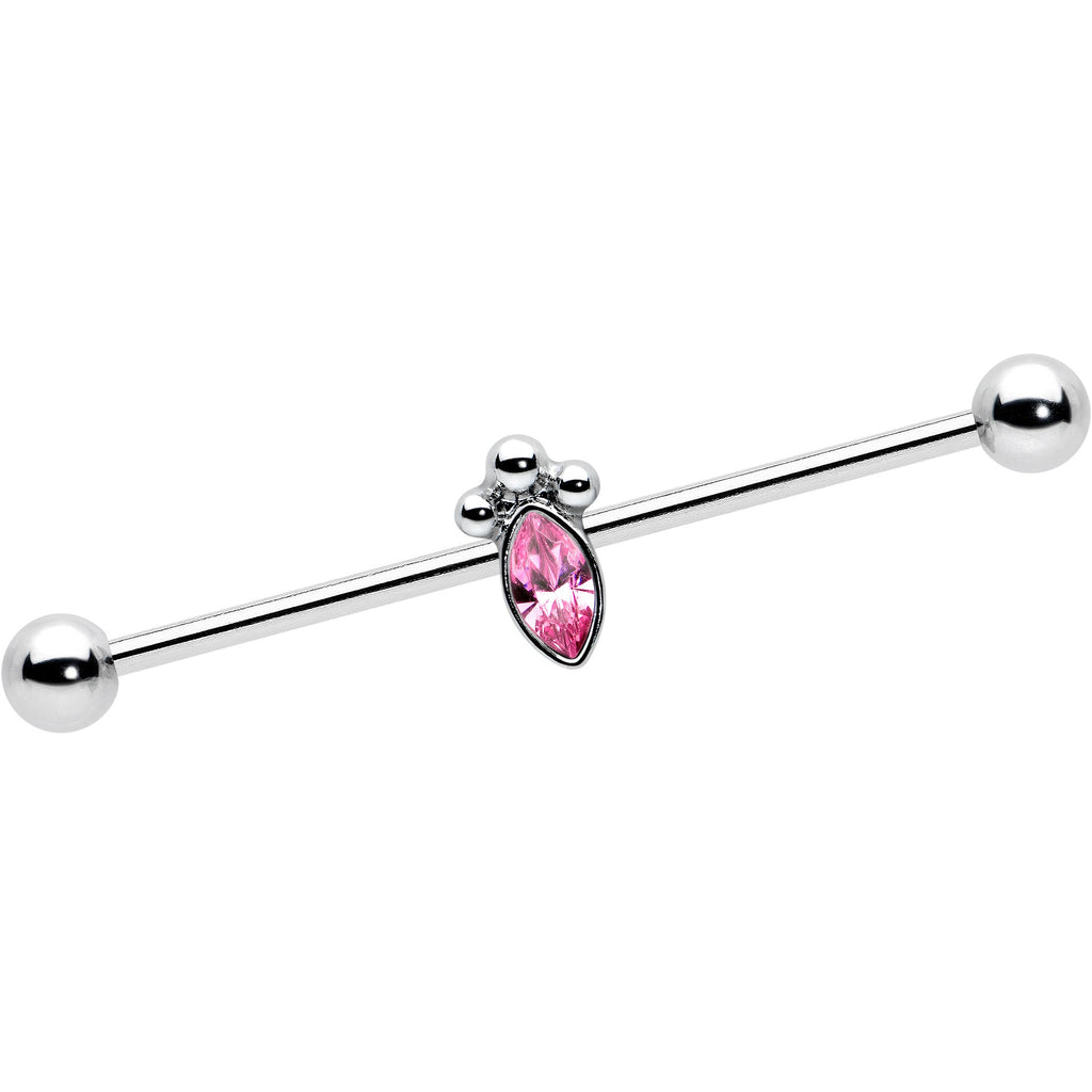 BodyCandy 14G Gem Deco Oval Industrial Barbell 38mm — detail close-up