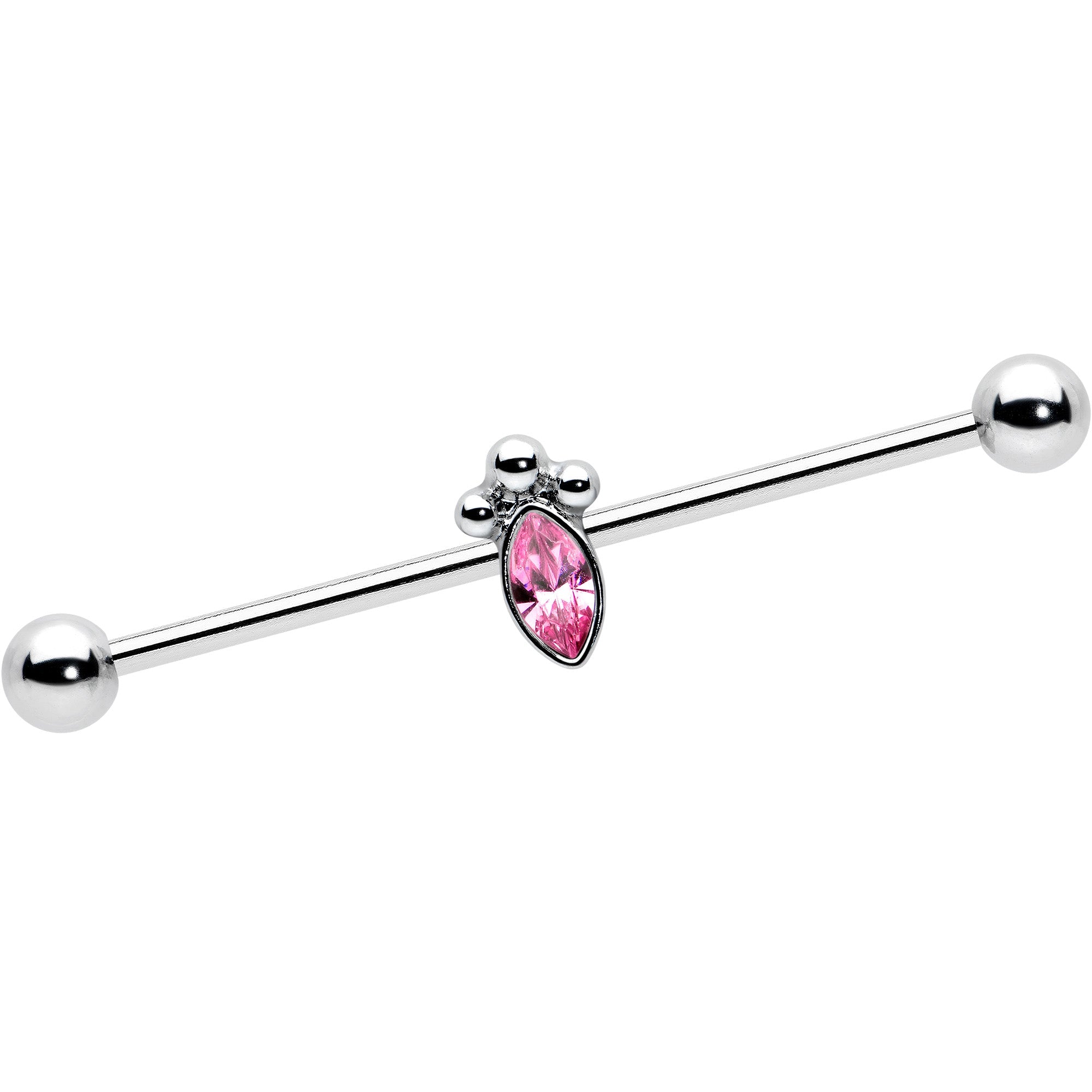 BodyCandy 14G Gem Deco Oval Industrial Barbell 38mm — detail close-up