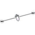 BodyCandy 14G White Faux Opal Deco Oval Industrial Barbell 38mm — main product shot