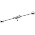 BodyCandy 14G Purple Gem Simple Stylized Dragonfly Industrial Barbell 38mm — main product shot