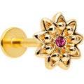 BodyCandy 16G 5/16 Pink Gem Gold Tone Starry Flower Labret Monroe Tragus — main product shot